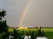 رنگین کمان بعد از باران بهاری در فلاورجان