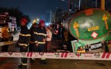 فرورفتگی خیابان شهیدان کاظمی اصفهان؛ چرخ تانکر در حفره فرو رفت